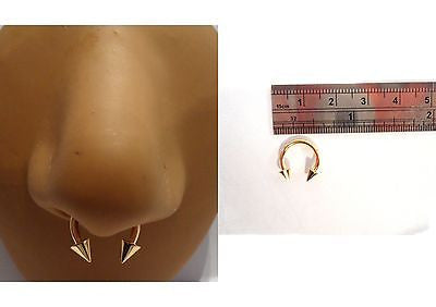 Nose Ring SEPTUM Nostril Gold Half 10mm Hoop Circular 14 gauge 14g Spikes - I Love My Piercings!