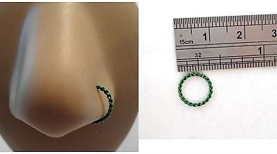 Coiled Enamel Non Tarnish Nose Hoop Ring Jewelry 20 gauge 20g Dark Green - I Love My Piercings!