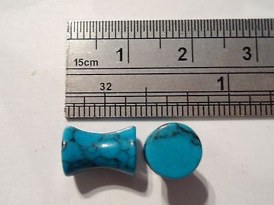TURQUOISE STONE Flared Plugs ORGANIC NATURAL 4 gauge - I Love My Piercings!