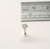 14K White Gold Cartilage Helix Tragus Lip Stud Clear Crystal CZ Claw Set 16g - I Love My Piercings!
