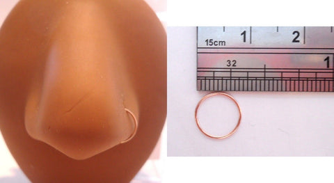 14K Rose Gold Seamless Small Nose Thin Hoop Jewelry 22 gauge 22g 8 mm Diameter - I Love My Piercings!