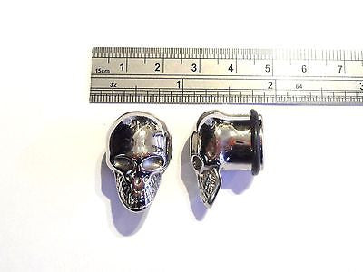 Pair New SKULL Plugs Tunnels Lobe Rings  9/16 inch " - I Love My Piercings!