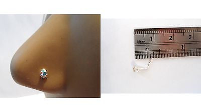 Sterling Silver Nose Stud Pin Ring L Shape AB Crystal 20g 20 gauge - I Love My Piercings!