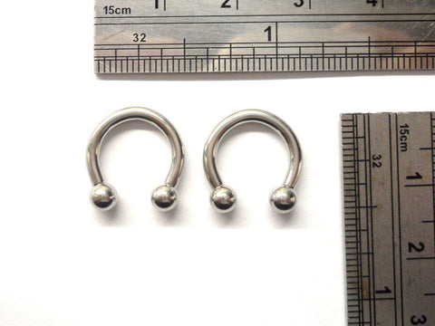 Surgical Stainless Steel Horseshoes Half Hoop Circulars Balls 12 gauge 12g - I Love My Piercings!