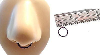 Coiled Enamel Non Tarnish Septum Hoop Ring 16 gauge 16g Purple 10mm Diameter - I Love My Piercings!