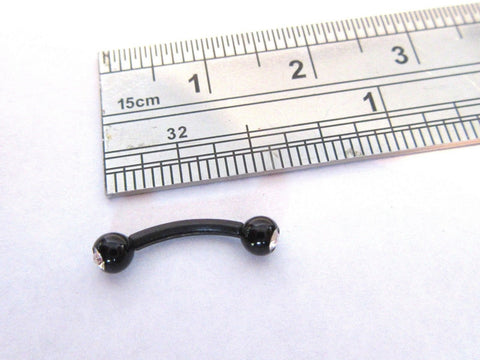 Black No Metal Allergy Sensitive Retainer Curved Bar Crystal Balls 16 gauge 16g - I Love My Piercings!