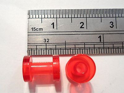 Pair Acrylic Lobe TUNNELS SCREW FIT 6g 6 gauge RED - I Love My Piercings!