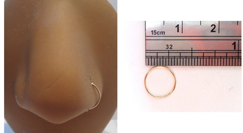 14K Yellow Gold Seamless Small Nose Thin Hoop Jewelry 22 gauge 22g 8 mm Diameter - I Love My Piercings!