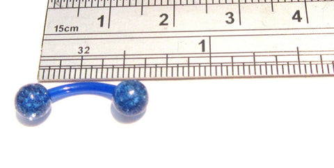 Blue Glitter Surgical Plastic Flexible VCH Jewelry Clit Metal Sensitive Hood Bar 14g - I Love My Piercings!