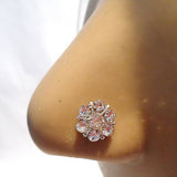 Sterling Silver Crystal Snowflake L Shape Post Nose Ring Stud Pin 20 gauge 20g - I Love My Piercings!