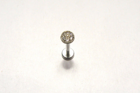 Surgical Steel Clear Crystal Marcasite Stud Barbell Straight Post 8 mm 16 gauge - I Love My Piercings!