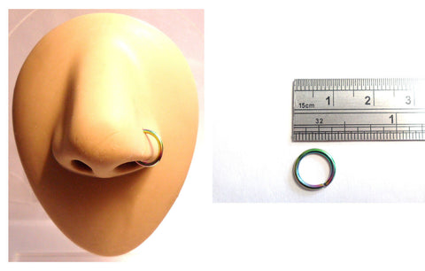 Oil Slick Titanium Seamless Nose No Ball Thin Hoop Ring 16 gauge 8 mm Diameter - I Love My Piercings!