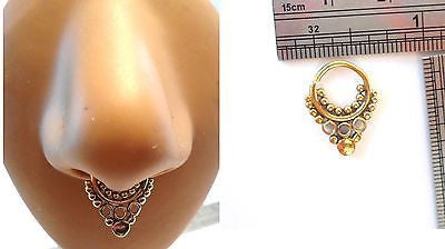 Gold Brass Nose Septum Hoop Barbell Jewelry Ring 16 gauge 16g Ornate Champagne - I Love My Piercings!