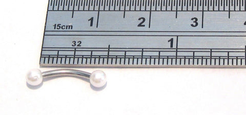 White Faux Tiny Pearl Balls Curved Barbell VCH Jewelry Clit Clitoral Hood Ring 16 gauge - I Love My Piercings!