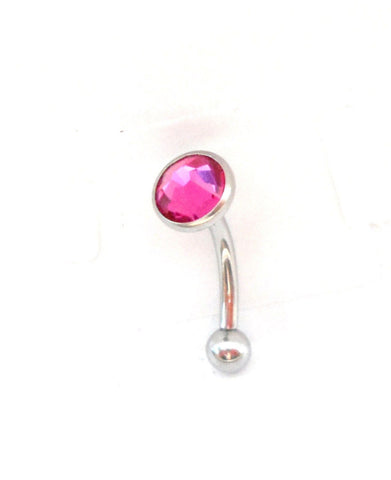 Flat Top Dark Pink CZ Vertical Clitoral Hood VCH Jewelry Barbell Genital 14 gauge 14g - I Love My Piercings!