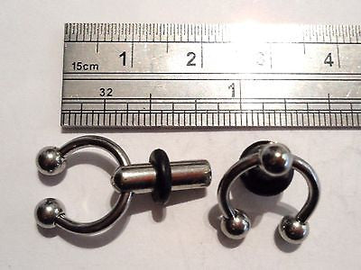 Pair 2 pieces Single Fare Surgical Steel horseshoe dangle plugs 6 gauge 6g - I Love My Piercings!