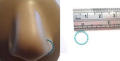 Coiled Enamel Non Tarnish Nose Hoop Ring Jewelry 20 gauge 20g Teal - I Love My Piercings!