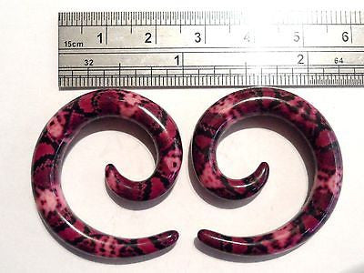 Pair 2 pieces Purple Pink Flowered Acryic Spiral Tapers Plugs 2 gauge 2g - I Love My Piercings!