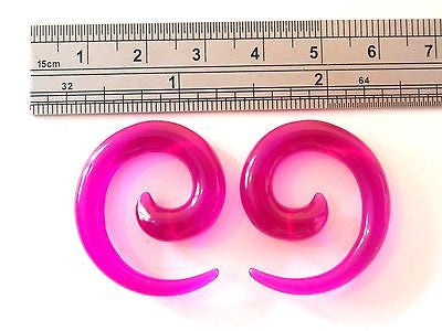 Pair 2 pieces Purple Acrylic Spiral Tapers Stretchers Lobe Plugs 4 gauge 4g - I Love My Piercings!