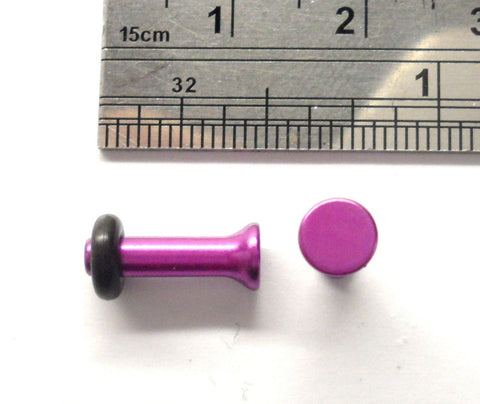 Pair Acrylic Purple Single Flare Black O rings Plugs Lobe Jewelry 8 gauge 8g - I Love My Piercings!
