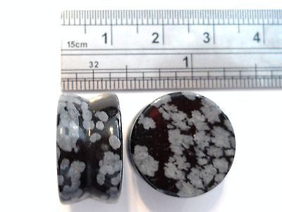 Pair STONE BLACK OBSIDIAN Double Flare Plugs 5/8 inch " - I Love My Piercings!