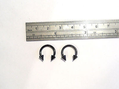 BLACK TITANIUM Spiked Circulars Horseshoes 14 gauge 14g - I Love My Piercings!