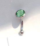 Flat Top Light Green CZ Vertical Clitoral Hood VCH Jewelry Barbell Genital 14 gauge 14g - I Love My Piercings!