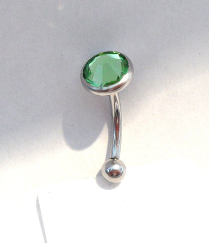 Flat Top Light Green CZ Vertical Clitoral Hood VCH Jewelry Barbell Genital 14 gauge 14g - I Love My Piercings!
