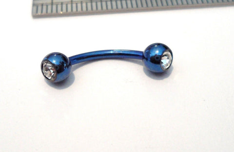 Dark Blue Titanium Curved Barbell Clear Crystal CZ VCH Jewelry Clit Clitoral Hood Ring - I Love My Piercings!
