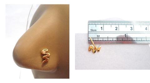 18k Gold Plated Nose Stud Pin Ring L Shape Post Snake 20 gauge 20g - I Love My Piercings!