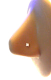 10K Yellow Gold 4 Claw Set Pronged Square Cut Clear CZ Nose L Shape Stud Pin 22g - I Love My Piercings!