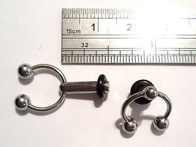 2 pieces Single Fare Surgical Steel horseshoe dangle plugs 8 gauge 8g - I Love My Piercings!