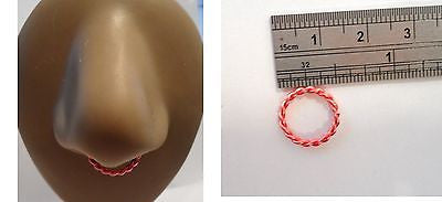 Coiled Enamel Non Tarnish Septum Hoop Ring 14 gauge 14g Peach 10mm Diameter - I Love My Piercings!