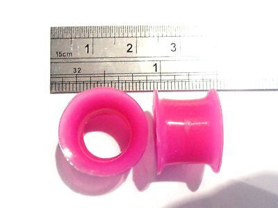 2 pieces Pair Pink Silicone Flexible Double Flare Lobe Tunnels 1/2 inch - I Love My Piercings!
