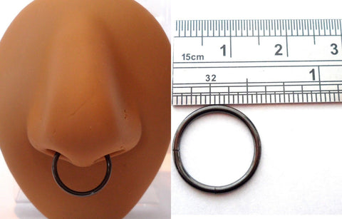 Black Titanium Segment Septum Nose Ring Hoop 16g 16 gauge 12 mm diameter - I Love My Piercings!