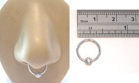 Surgical Steel Septum AB CZ Crystal Flower Easy Seamless Hoop Ring 16 gauge 16g - I Love My Piercings!