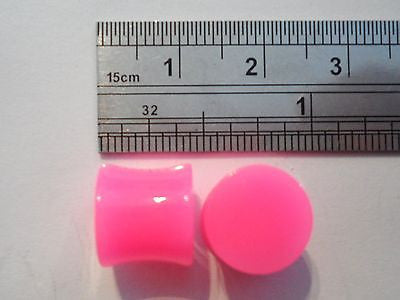 2 pieces Pair Pink Double Flare Flared Ear Lobe Plugs 00 gauge 00g - I Love My Piercings!