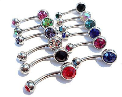 Longer Length For Initial Piercing Jewelry Double Gem Belly Rings 14 gauge 14g - I Love My Piercings!