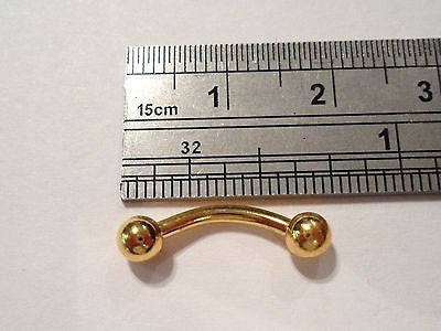 Gold Titanium Plated Curved Barbell Belly Anti Eyebrow Nipple Ring 14g 14 gauge - I Love My Piercings!
