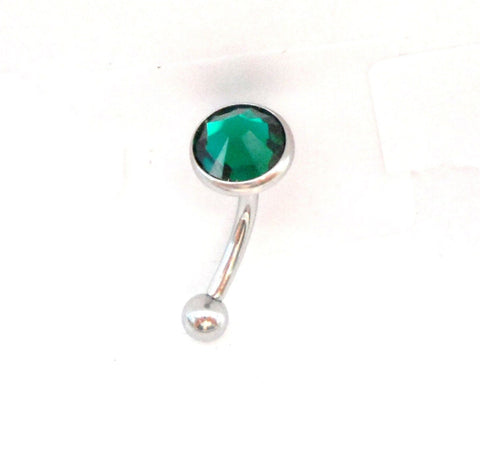 Flat Top Dark Green CZ Vertical Clitoral Hood VCH Jewelry Barbell Genital 14 gauge 14g - I Love My Piercings!