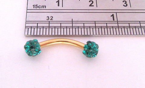 Gold Titanium Barbell Dark Green Crystal Balls VCH Jewelry Clit Hood Ring 16 gauge 16g - I Love My Piercings!