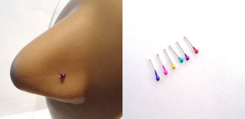 6 Titanium Dipped Tiny Ball Nose Bones Ball End Post Pin Rings 22 gauge 22g - I Love My Piercings!