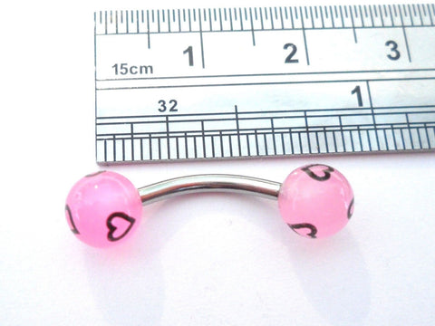 Surgical Steel Pink Hearts Curved Barbell VCH Jewelry Clit Clitoral Hood Ring 14 gauge - I Love My Piercings!