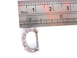Pink Claw Set Crystal Nose Septum Clicker Ring Hoop Straight Post 16 gauge 16g - I Love My Piercings!