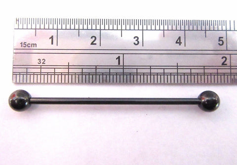 Black Titanium Straight 1.5 inch 38 mm Bar Barbell with 5 mm Balls 14 gauge 14g - I Love My Piercings!