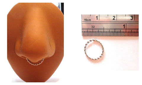Surgical Steel Twisted Septum Hoop Seamless Jewelry 16g 16 gauge 10 mm Diameter - I Love My Piercings!