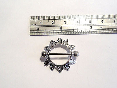 Surgical Steel Tribal Sun Hoop Nipple Ring SHIELD 14 gauge 14g - I Love My Piercings!