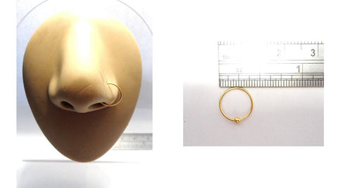 Gold Titanium Nose Hoop Ring Ball Attached 20 gauge 20g 9mm Diameter - I Love My Piercings!