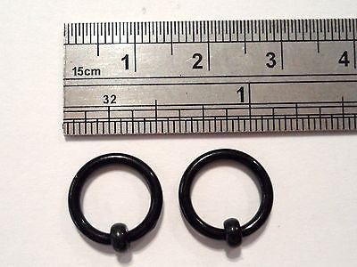 Pair BLACK Acrylic Captives No Tool Needed Hoops Rings Plugs 14 gauge 14g - I Love My Piercings!