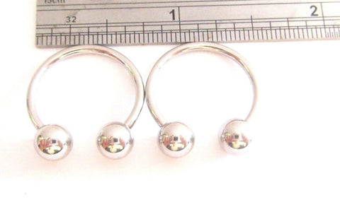 Pair Surgical Steel 16 mm Horseshoes Circulars 6 mm Balls Earrings 14 gauge 14g - I Love My Piercings!